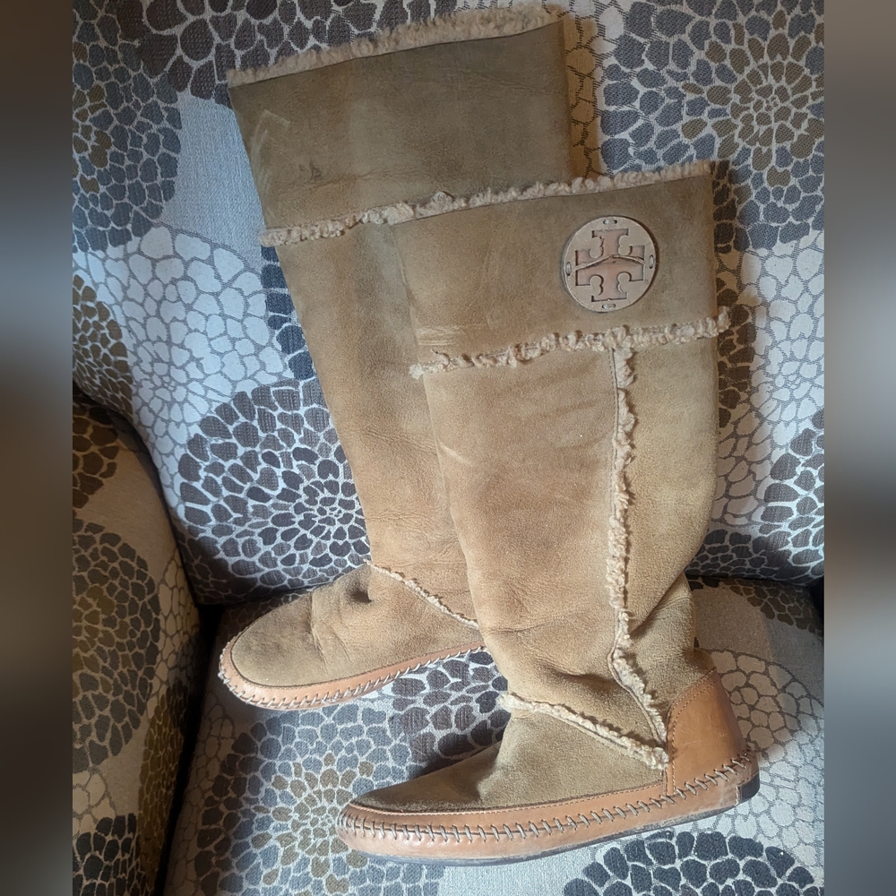 Tory Burch 'Amelie' shearling and suede boots